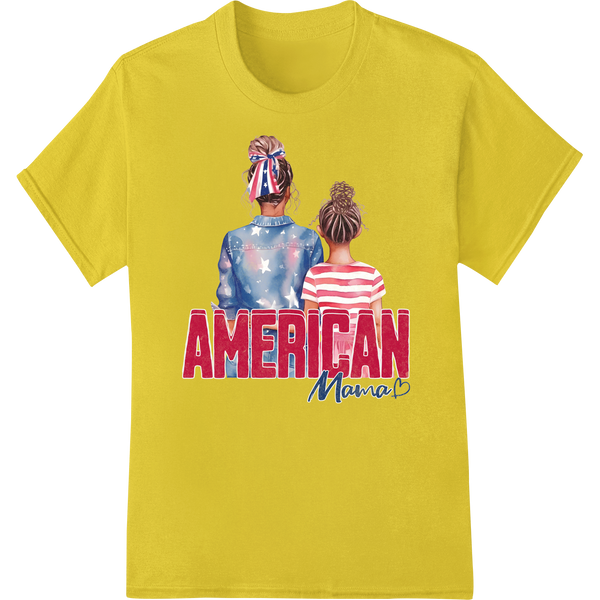 Show Your Patriotic Pride: 4th of July American Mama DTF Print on yellow shirt - SUPERDTF-DTF Prints-DTF Transfers-Custom DTF Prints