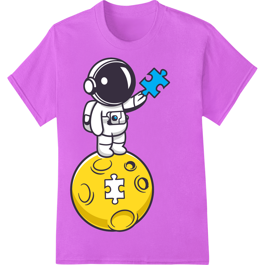 Adorable Astronaut Autism Awareness Puzzle Heat Transfer on purple shirt - SUPERDTF-DTF Prints-DTF Transfers-Custom DTF Prints