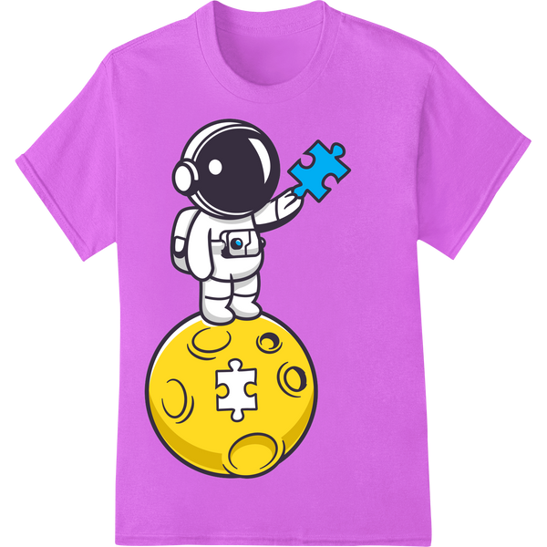 Adorable Astronaut Autism Awareness Puzzle Heat Transfer on purple shirt - SUPERDTF-DTF Prints-DTF Transfers-Custom DTF Prints