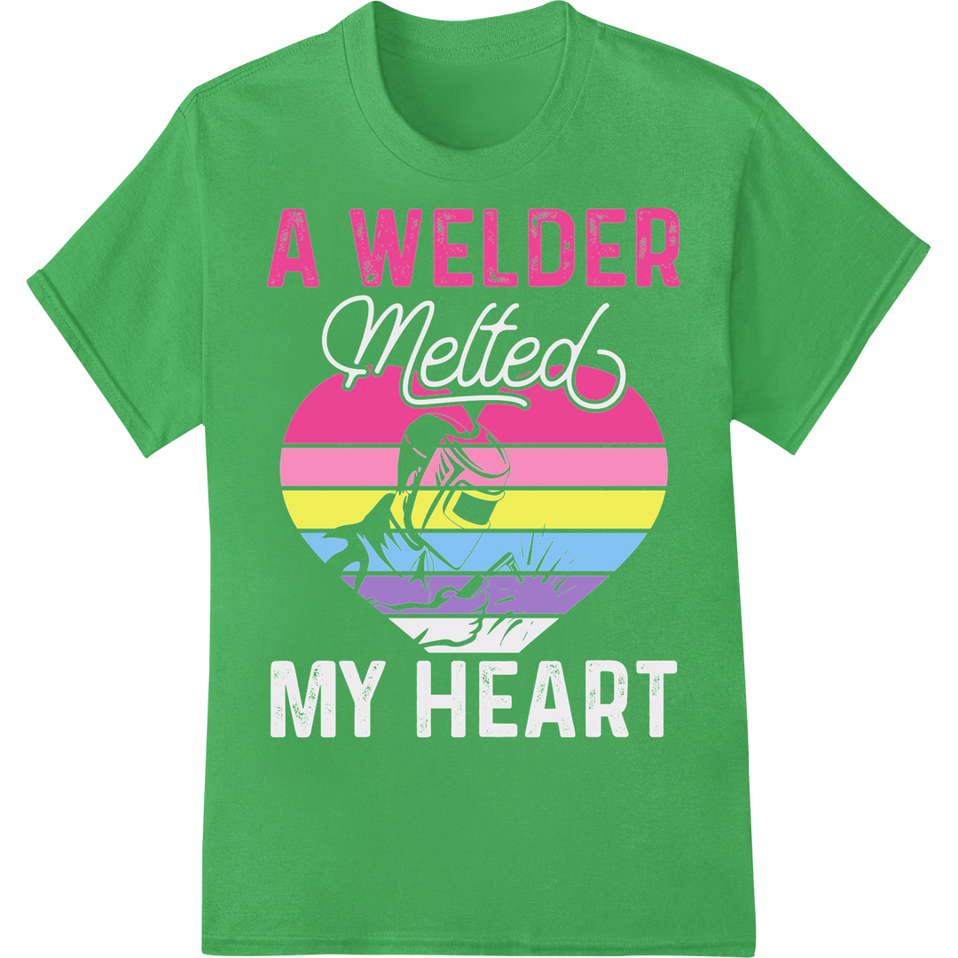 Heartfelt Welder DTF Print Transfer | Show Your Love on green shirt - SUPERDTF-DTF Prints-DTF Transfers-Custom DTF Prints