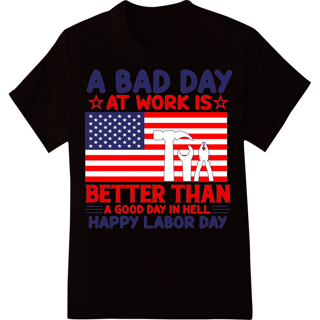 Bold American Flag Labor Day DTF Heat Transfer Print on black shirt - SUPERDTF-DTF Prints-DTF Transfers-Custom DTF Prints