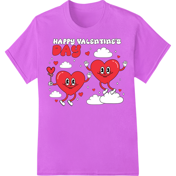 Adorable Heart Characters Valentine's Day DTF Print on purple shirt - SUPERDTF-DTF Prints-DTF Transfers-Custom DTF Prints