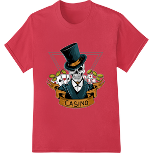 Custom innovative apparel printing design - Dapper Skull Gambler - Edgy Casino DTF Print Design