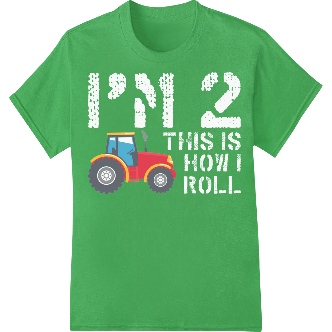 Vibrant Red Tractor DTF Print Heat Transfer | Farm Style on green shirt - SUPERDTF-DTF Prints-DTF Transfers-Custom DTF Prints