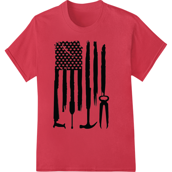 Distressed American Flag Silhouette - Patriotic DTF Print on red shirt - SUPERDTF-DTF Prints-DTF Transfers-Custom DTF Prints