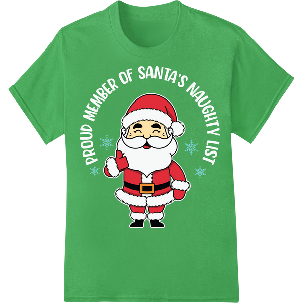 Jolly Santa Cartoon - Funny Christmas DTF Print Transfer on green shirt - SUPERDTF-DTF Prints-DTF Transfers-Custom DTF Prints