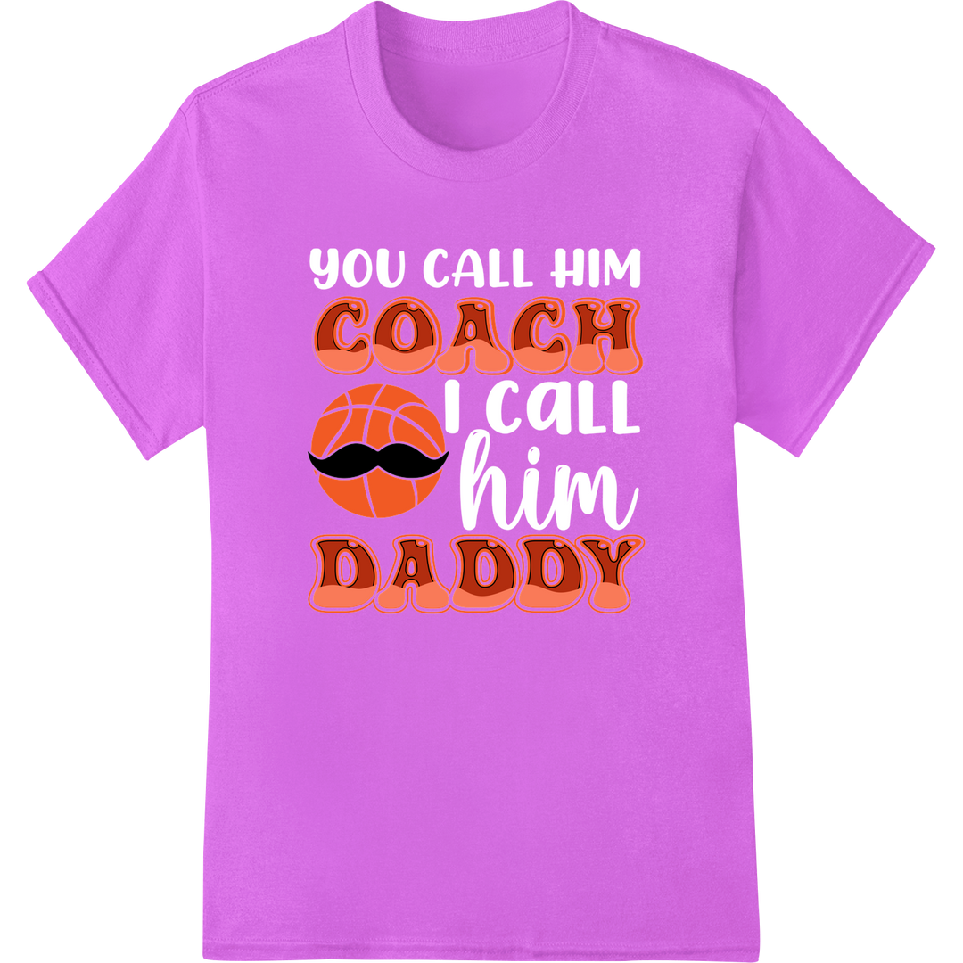 Bold 'COACH DADDY' Basketball DTF Print Heat Transfer on purple shirt - SUPERDTF-DTF Prints-DTF Transfers-Custom DTF Prints