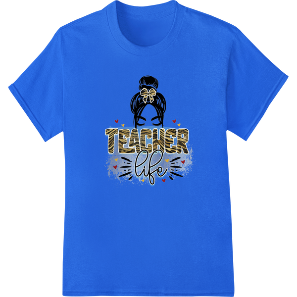 Durable t shirt prints applied to Teacher Life: Trendy Tiger Print DTF Transfer for Apparel