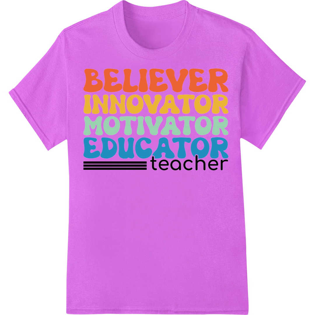 Inspire as an Educator: Motivational Teacher DTF Print on purple shirt - SUPERDTF-DTF Prints-DTF Transfers-Custom DTF Prints