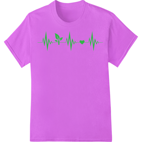 Vegan Heartbeat: Eco-Friendly Plant-Based Lifestyle Print on purple shirt - SUPERDTF-DTF Prints-DTF Transfers-Custom DTF Prints