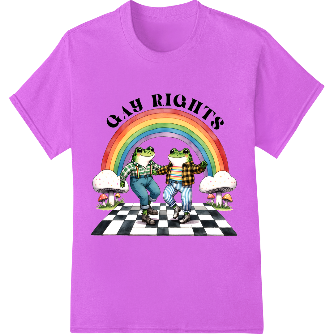 Hoppy Gay Rights! Cute Rainbow Flag Frogs LGBT Pride on purple shirt - SUPERDTF-DTF Prints-DTF Transfers-Custom DTF Prints