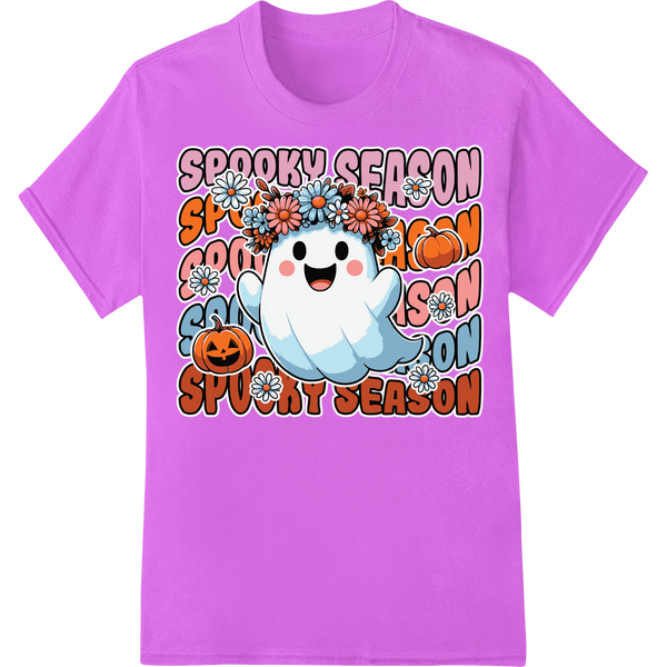 Adorable Ghost & Pumpkins Halloween Heat Transfer Design on purple shirt - SUPERDTF-DTF Prints-DTF Transfers-Custom DTF Prints