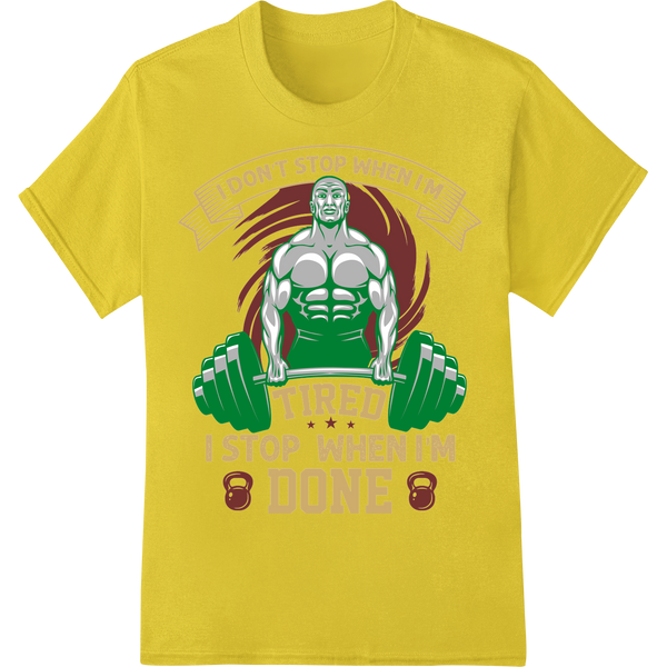 Unleash Your Inner Strength: Motivational Fitness DTF Print on yellow shirt - SUPERDTF-DTF Prints-DTF Transfers-Custom DTF Prints