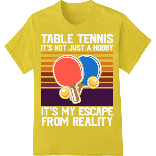 Bold Ping Pong Paddles DTF Print Heat Transfer | Sport Style on yellow shirt - SUPERDTF-DTF Prints-DTF Transfers-Custom DTF Prints