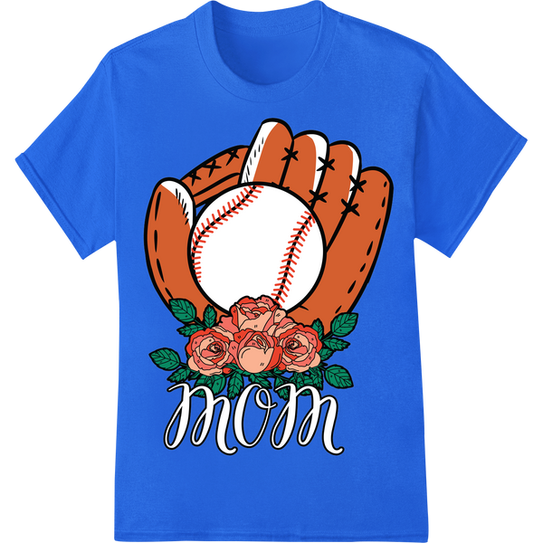 Baseball Mom Mother's Day DTF Print Heat Transfer Gift on blue shirt - SUPERDTF-DTF Prints-DTF Transfers-Custom DTF Prints