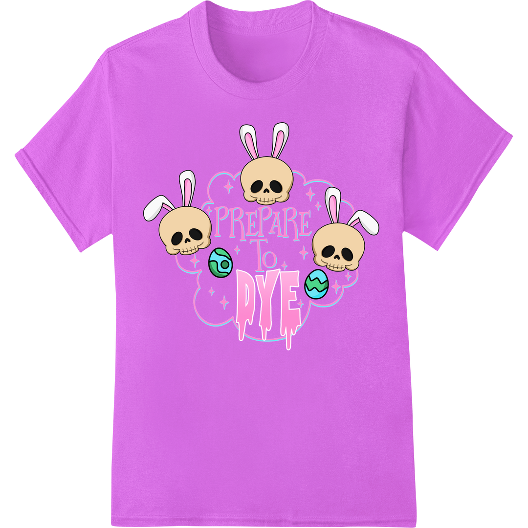 Edgy Easter Skulls: Unique DTF Print Heat Transfer on purple shirt - SUPERDTF-DTF Prints-DTF Transfers-Custom DTF Prints