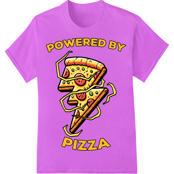 Superhero Pizza Slice - Vibrant DTF Print Heat Transfer on purple shirt - SUPERDTF-DTF Prints-DTF Transfers-Custom DTF Prints