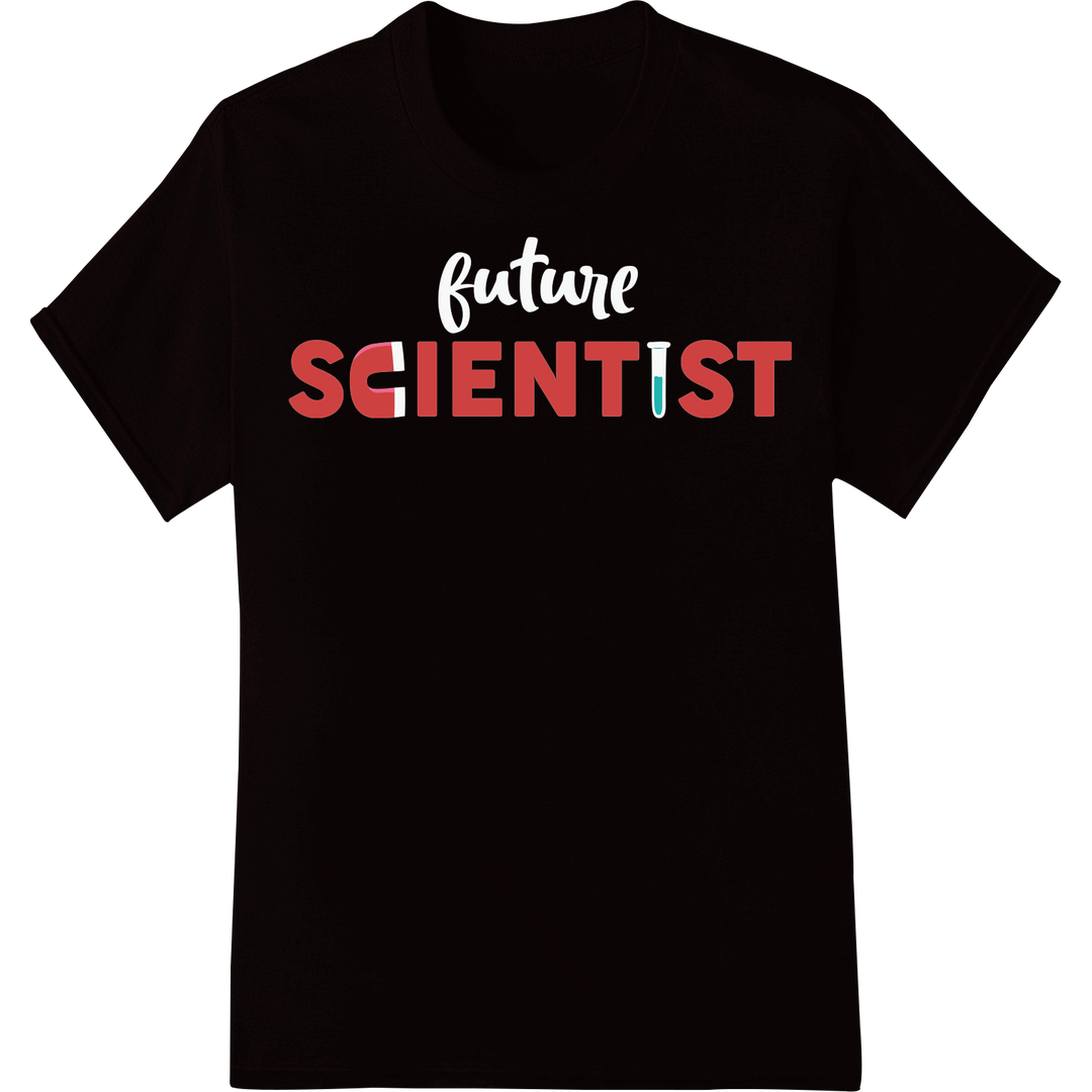 Bold 'SCIENTIST' Heat Transfer Print | Science Teacher Gift on black shirt - SUPERDTF-DTF Prints-DTF Transfers-Custom DTF Prints