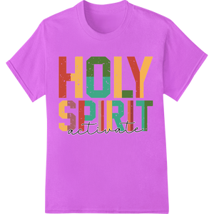 Innovative high-quality t-shirt printing design on Vibrant 'HOLY SPIRIT' Rainbow Text DTF Print Heat Transfer