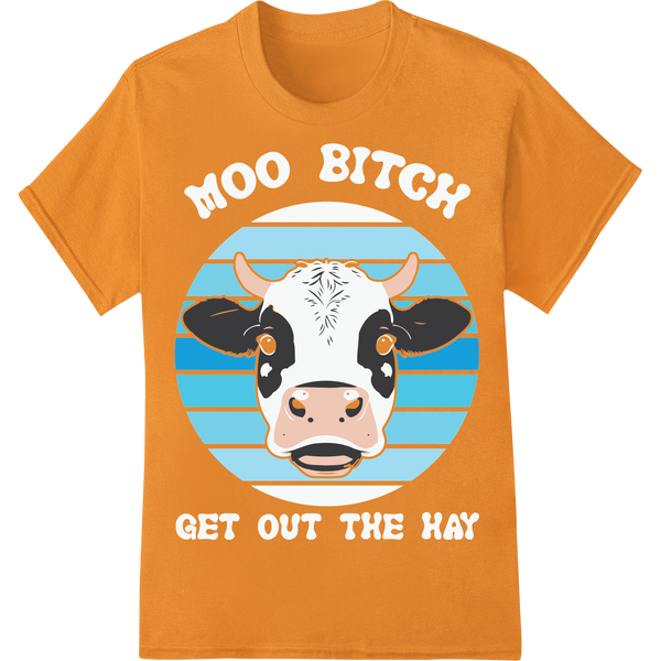 Adorable Cow Face Illustration DTF Print Heat Transfer on orange shirt - SUPERDTF-DTF Prints-DTF Transfers-Custom DTF Prints