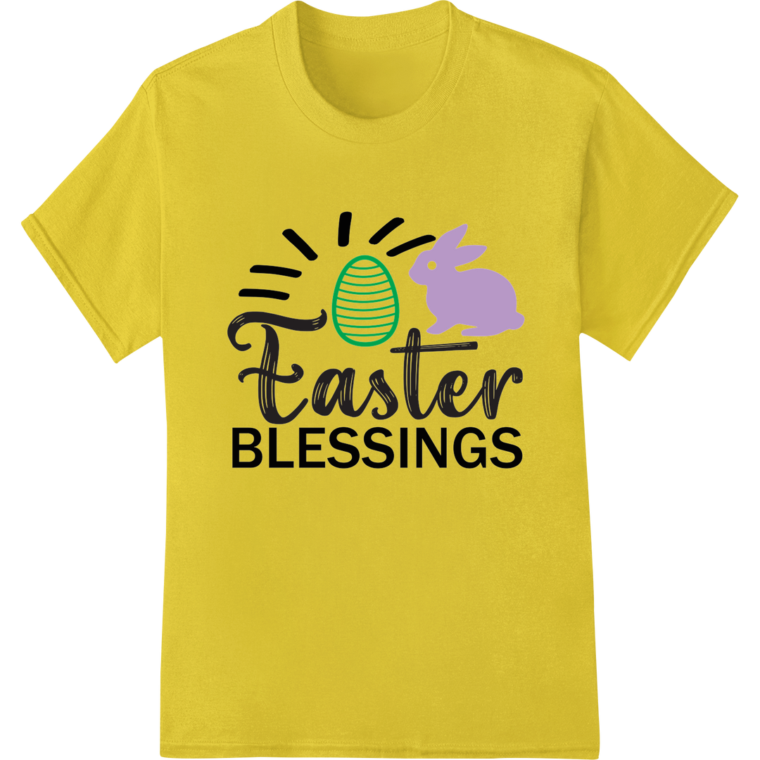 Festive 'Easter Blessings' DTF Print Heat Transfer on yellow shirt - SUPERDTF-DTF Prints-DTF Transfers-Custom DTF Prints