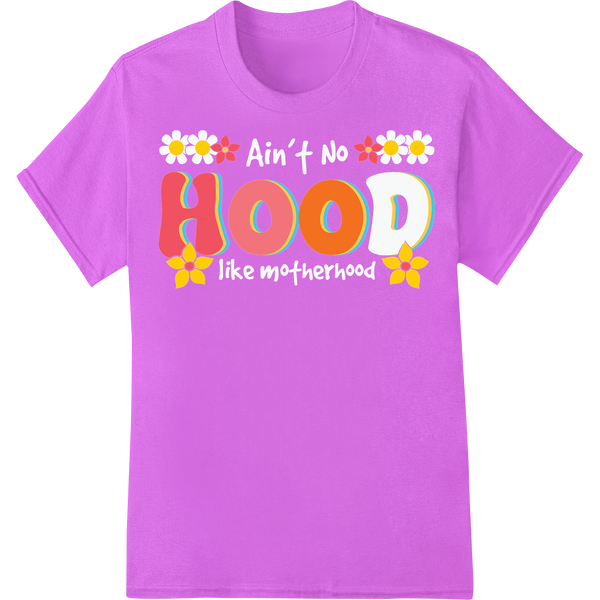 Retro "HOO!" Floral Mom DTF Print Heat Transfer on purple shirt - SUPERDTF-DTF Prints-DTF Transfers-Custom DTF Prints