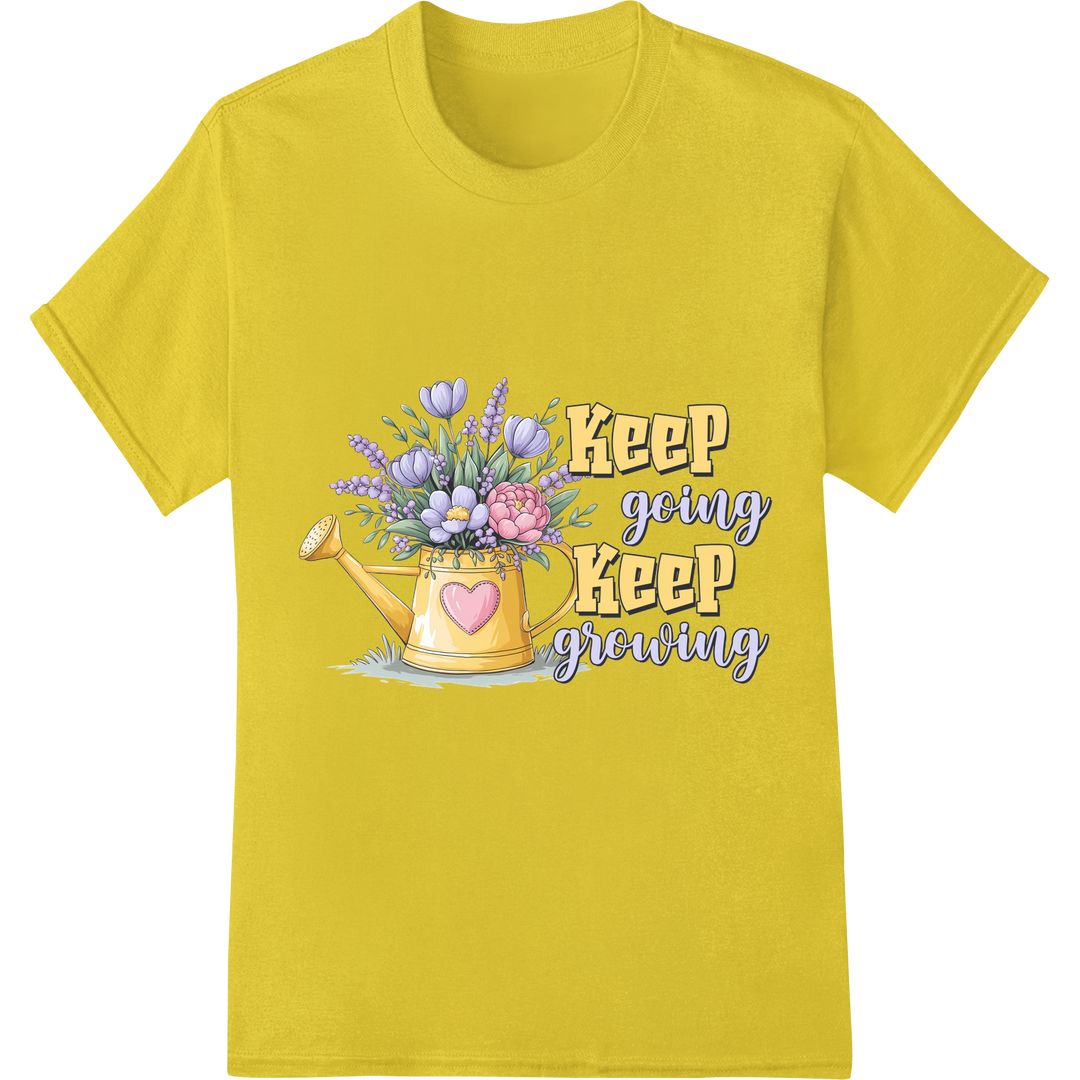 Keep Growing: Inspiring Spring Floral DTF Print Transfer on yellow shirt - SUPERDTF-DTF Prints-DTF Transfers-Custom DTF Prints