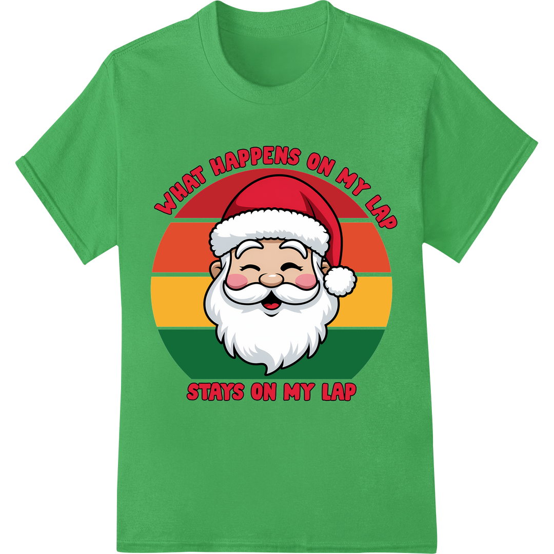 Naughty Santa Lap Joke - Funny Christmas DTF Print Transfer on green shirt - SUPERDTF-DTF Prints-DTF Transfers-Custom DTF Prints