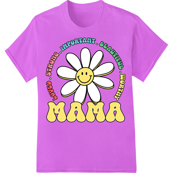 Retro Daisy Smiley Face Mother's Day DTF Print Transfer on purple shirt - SUPERDTF-DTF Prints-DTF Transfers-Custom DTF Prints