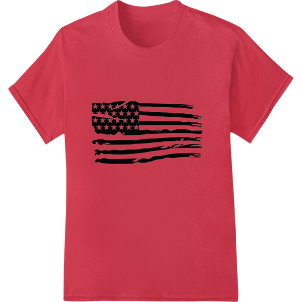 Distressed US Flag Design - Patriotic DTF Print Heat Transfer on red shirt - SUPERDTF-DTF Prints-DTF Transfers-Custom DTF Prints