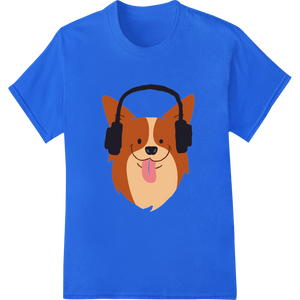 Personalized high-quality t-shirt printing design for Jammin' Pup: Cute Dog with Headphones DTF Print Transfer