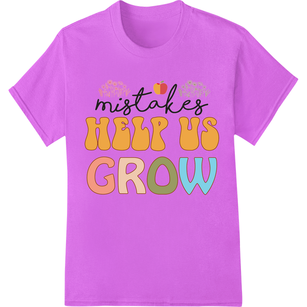 Retro Teacher Motivational Heat Transfer: Mistakes Help Us Grow on purple shirt - SUPERDTF-DTF Prints-DTF Transfers-Custom DTF Prints