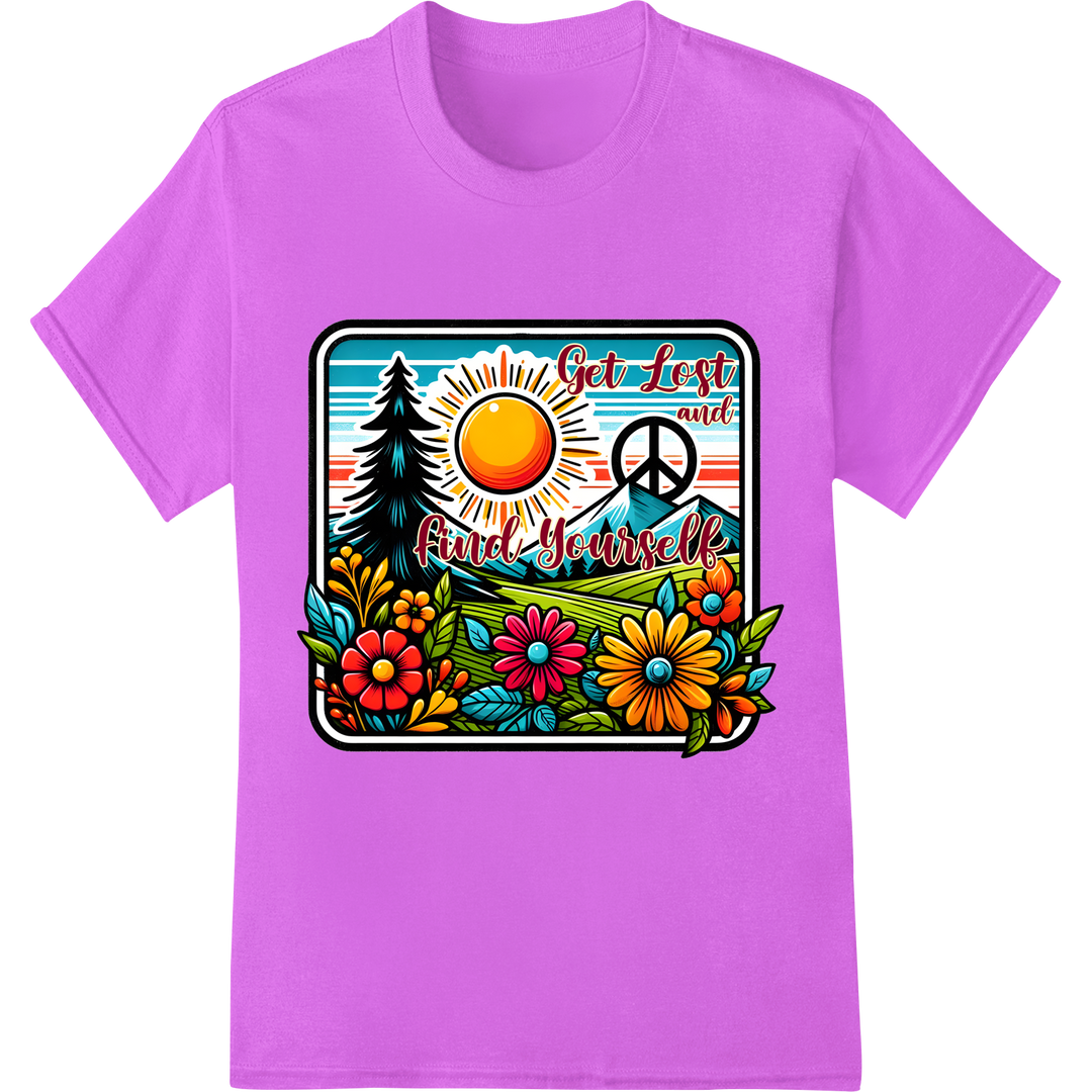 Vibrant Nature Adventure: Inspiring DTF Transfer Print on purple shirt - SUPERDTF-DTF Prints-DTF Transfers-Custom DTF Prints