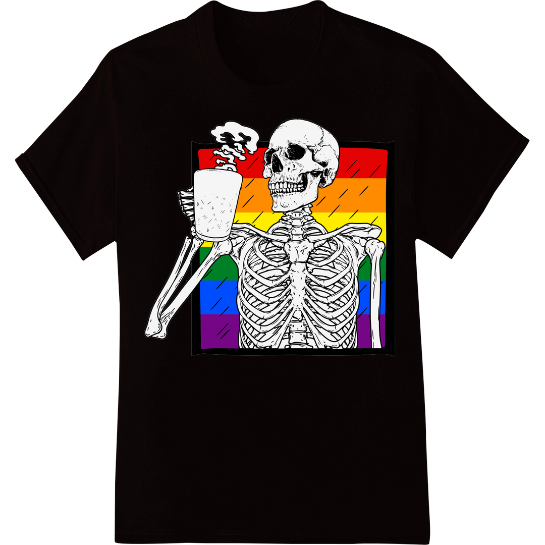 Skeleton Rainbow Pride - LGBT DTF Print Heat Transfer on black shirt - SUPERDTF-DTF Prints-DTF Transfers-Custom DTF Prints