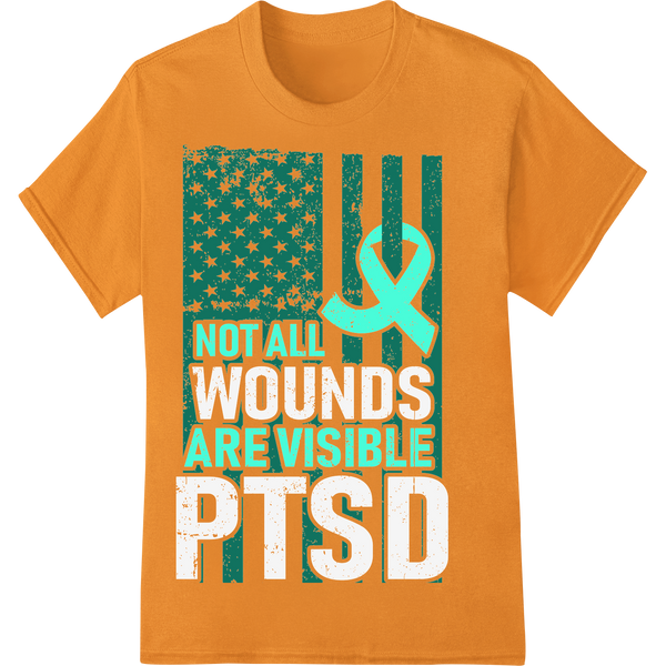 PTSD Awareness Ribbon Flag | Powerful DTF Heat Transfer Print on orange shirt - SUPERDTF-DTF Prints-DTF Transfers-Custom DTF Prints