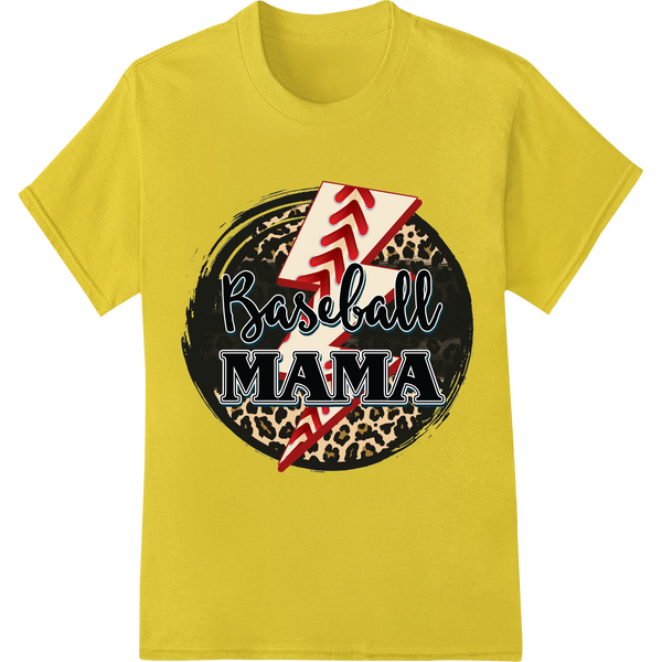 Bold Leopard Print 'Baseball MAMA' DTF Heat Transfer on yellow shirt - SUPERDTF-DTF Prints-DTF Transfers-Custom DTF Prints