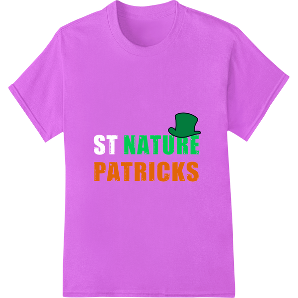 Nature Meets Luck: Vibrant 'NATURE PATRICKS' St. Patrick's Day on purple shirt - SUPERDTF-DTF Prints-DTF Transfers-Custom DTF Prints