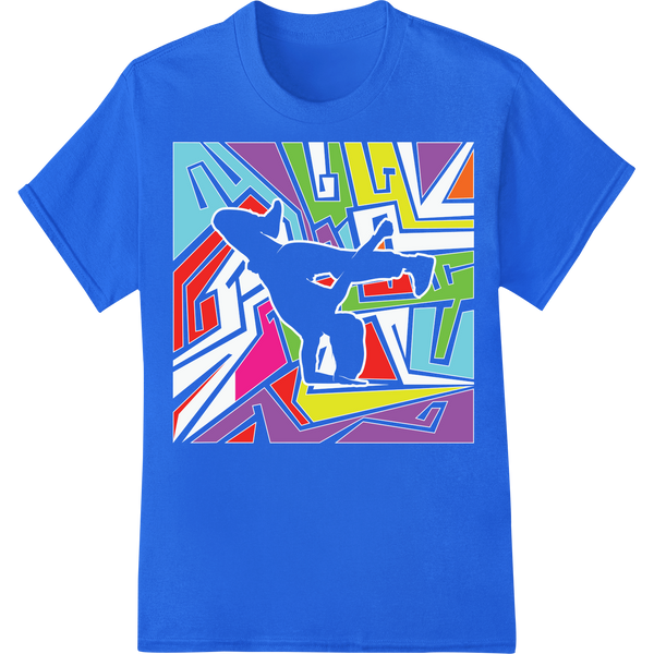 Bold Abstract Geometric DTF Heat Transfer | Vibrant Design on blue shirt - SUPERDTF-DTF Prints-DTF Transfers-Custom DTF Prints