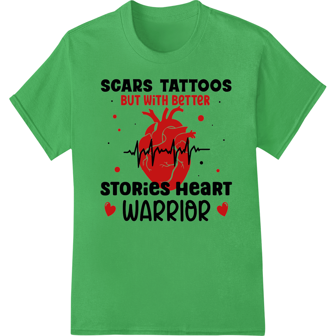 Powerful 'Heart Warrior' DTF Print Heat Transfer | Health on green shirt - SUPERDTF-DTF Prints-DTF Transfers-Custom DTF Prints