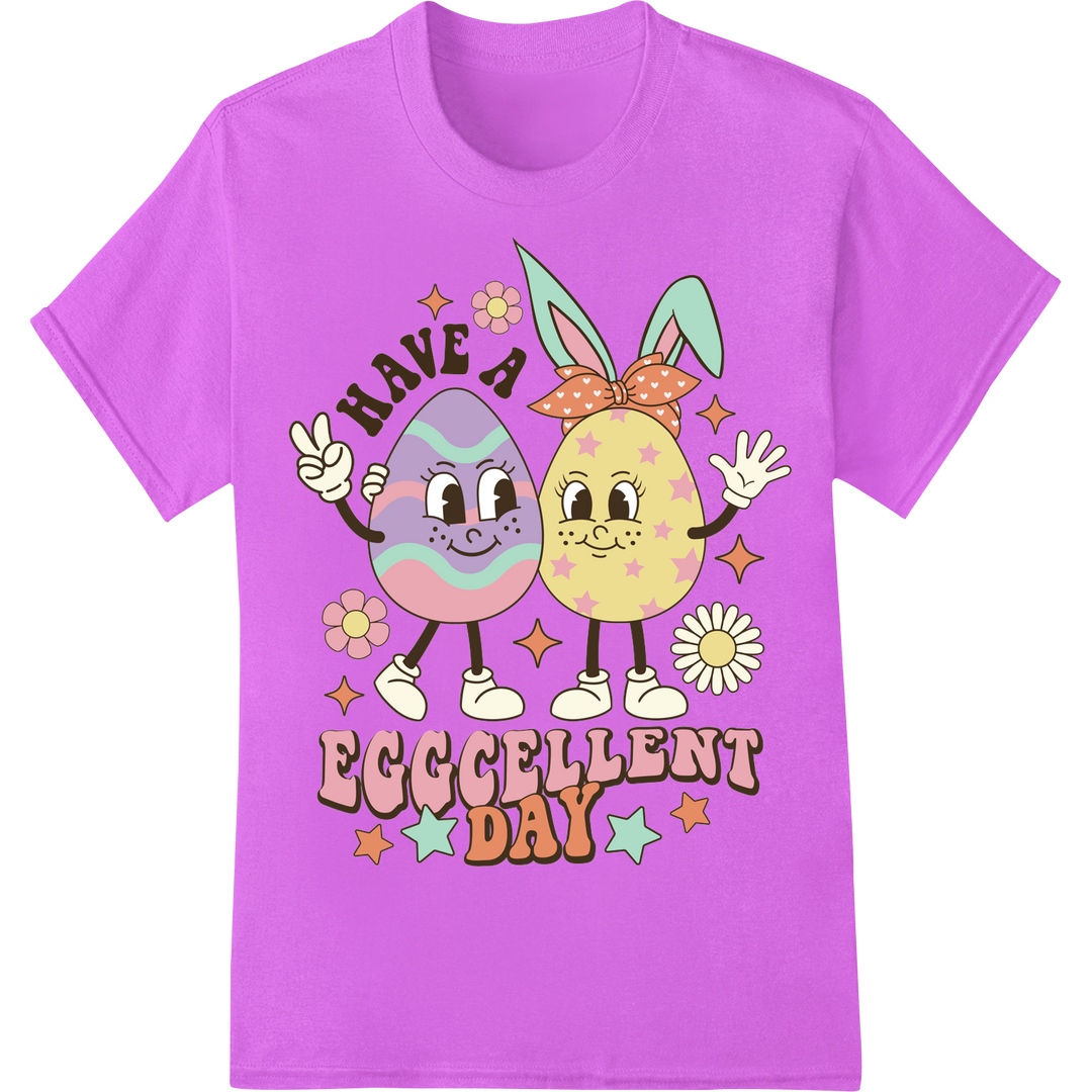 Retro Easter Egg Duo DTF Print Heat Transfer | Super DTF on purple shirt - SUPERDTF-DTF Prints-DTF Transfers-Custom DTF Prints