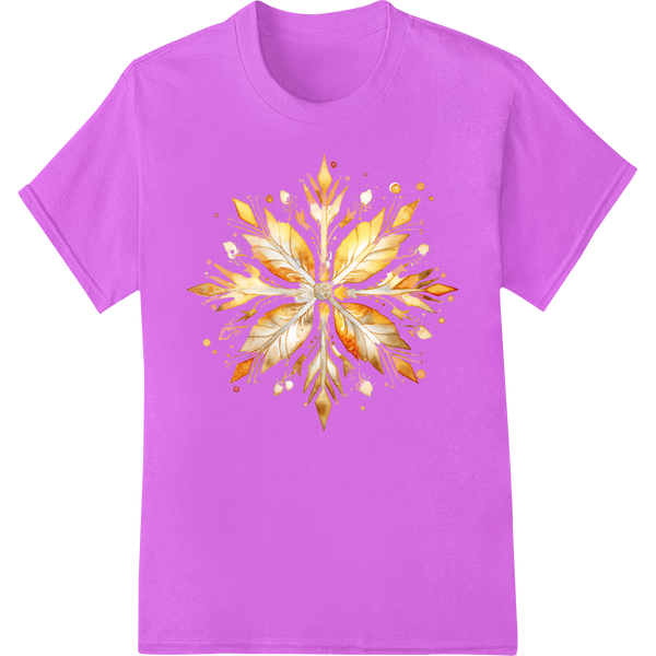 Golden Autumn Leaves Kaleidoscope - Abstract Fall Print on purple shirt - SUPERDTF-DTF Prints-DTF Transfers-Custom DTF Prints