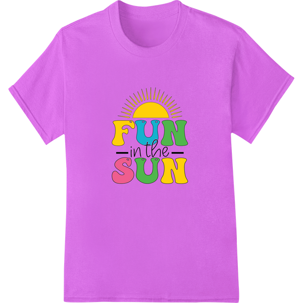 Vibrant 'FUN in the SUN' DTF Transfer Print | Summer Style on purple shirt - SUPERDTF-DTF Prints-DTF Transfers-Custom DTF Prints