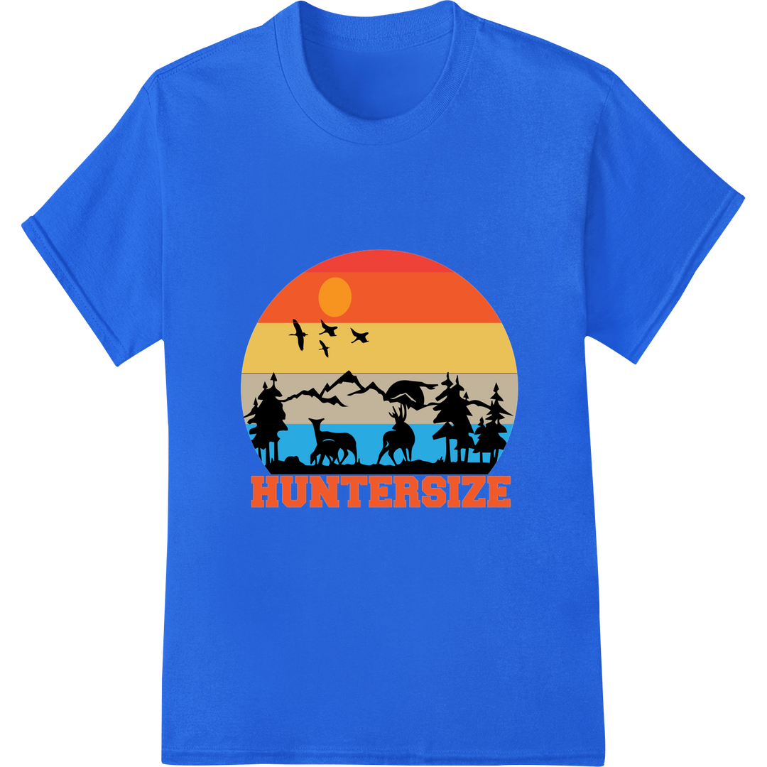 Huntersize: Bold Outdoor DTF Print for Hunting Enthusiasts on blue shirt - SUPERDTF-DTF Prints-DTF Transfers-Custom DTF Prints