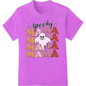 Vibrant personalized clothing print on Spooky Mama Ghost: Halloween Super DTF Transfer Print