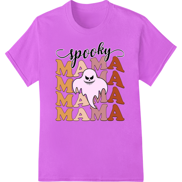 A spooky illustration of a ghost woman with a playful expression, perfect for Halloween-themed apparel and DTF printing.