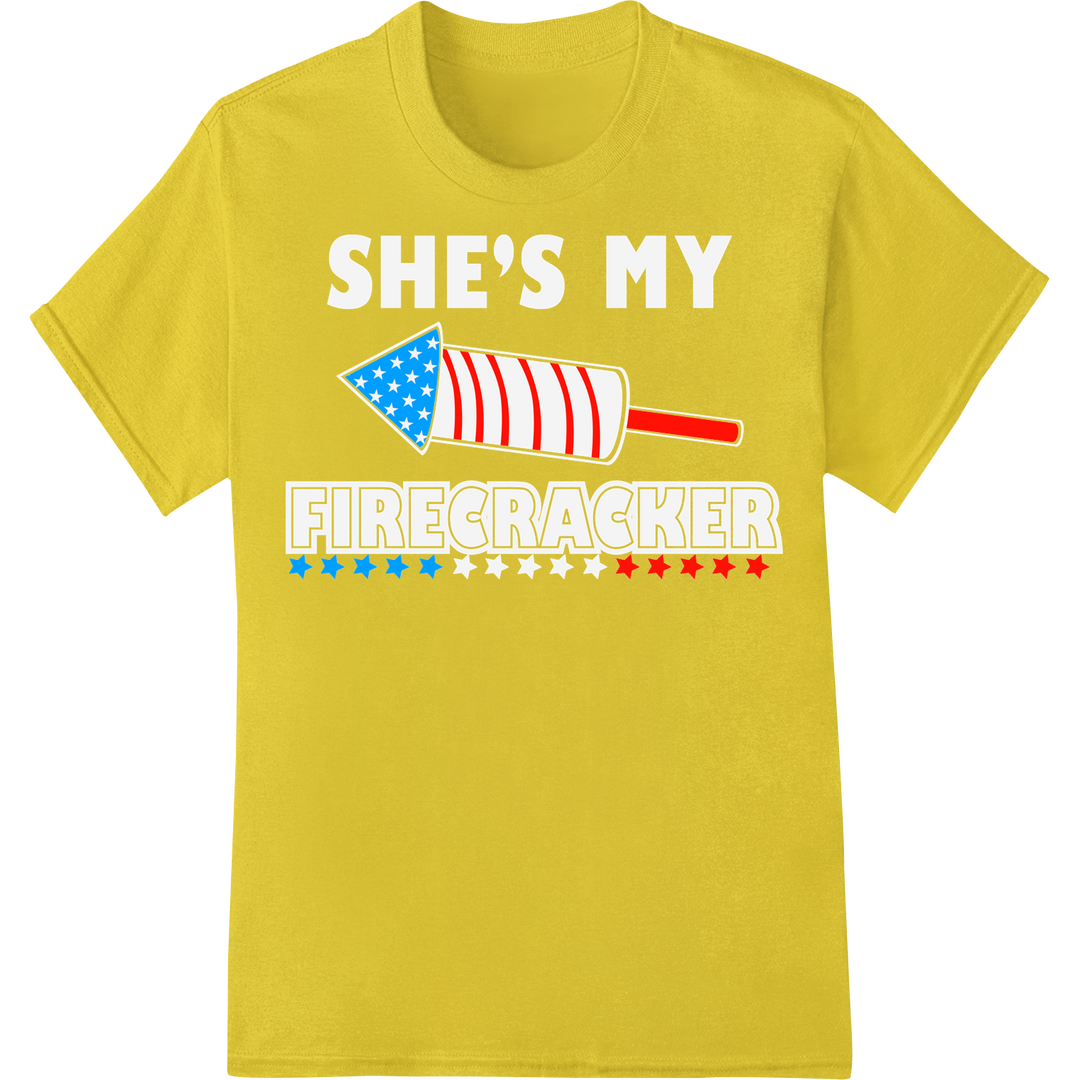 Patriotic Firework Stars | 4th of July DTF Heat Transfer on yellow shirt - SUPERDTF-DTF Prints-DTF Transfers-Custom DTF Prints