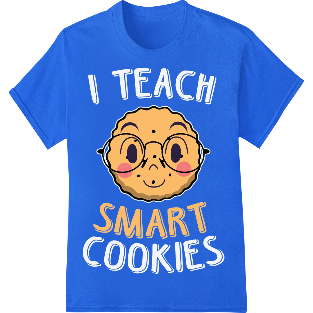 Adorable 'SMART' Cartoon Face Back-to-School DTF Print on blue shirt - SUPERDTF-DTF Prints-DTF Transfers-Custom DTF Prints