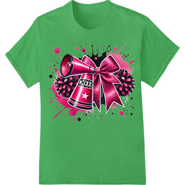 Spirited Cheer Megaphone DTF Print Heat Transfer Design on green shirt - SUPERDTF-DTF Prints-DTF Transfers-Custom DTF Prints