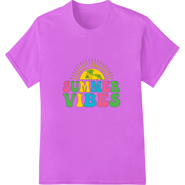 Summer Vibes: Colorful DTF Heat Transfer for Fun in the Sun on purple shirt - SUPERDTF-DTF Prints-DTF Transfers-Custom DTF Prints