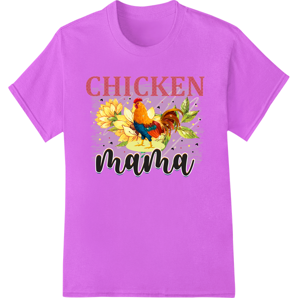 Rustic sunflower design featuring a rooster and the text 'CHICKEN mama' in a distressed style for DTF or direct-to-film...